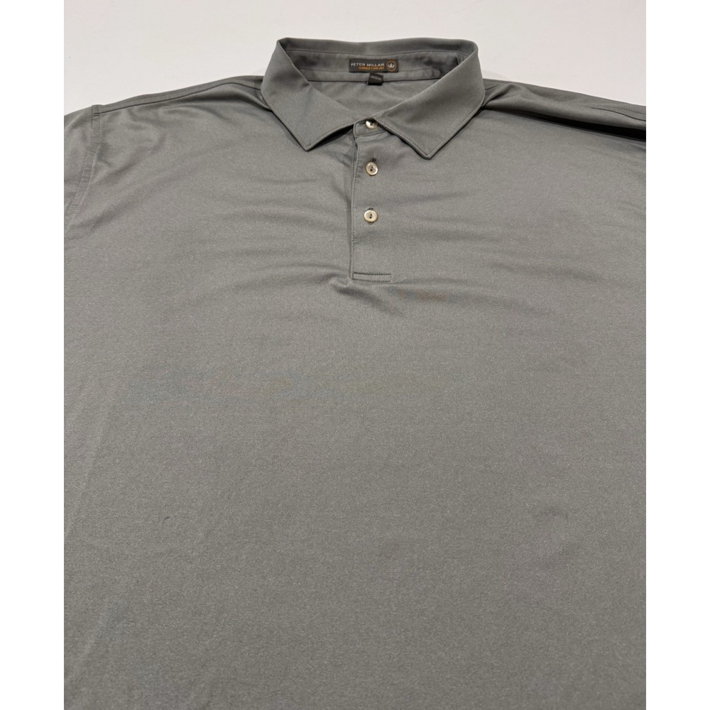 Peter Millar Summer Comfort Gray Performance Golf Polo Shirt Men's XXL